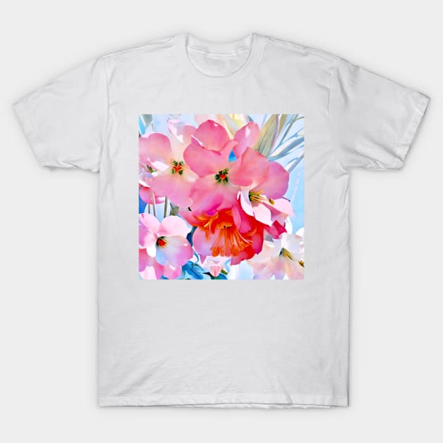 Blossoms in Pink and Blue T-Shirt by DANAROPER